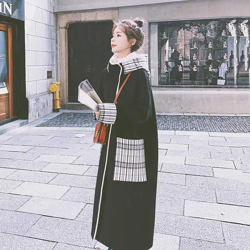 Черная шерстяная Женская куртка новинка 2021 шерстяное Женское пальто средней