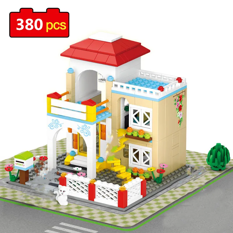 

380pcs Girl Friend Sweet Home Building Blocks City Street View Brick Model Building Toys For Children Kids Creative Xmas Gift