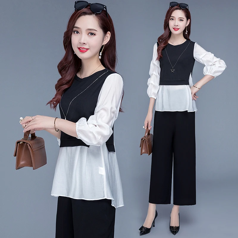 

2021 Autumn Female Tops Flamingo patchwork tShirts New Fashion Chiffon Women Casual Long Sleeve White Blusas Chemisier Femme