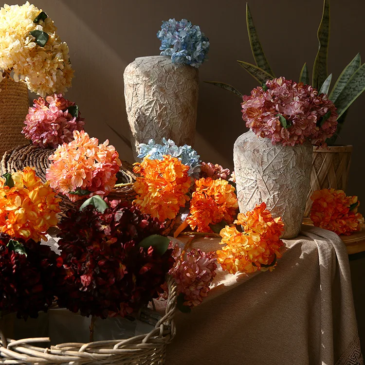 

Focal Edge Simulation Flower Retro Bouquet Bridal Hydrangea Fake Flowers Home Furnishing Living Room Insert Decorative Bouquet