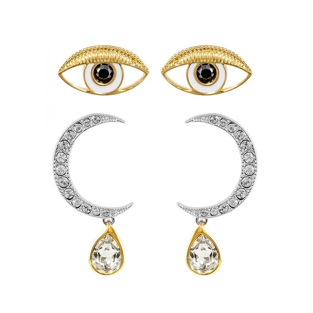 

SWA 1:1 Fashion Jewelry 2021 High Quality Gypsy Devil's Eye Crystal Moon Lady Pendant Necklace Series Best Gift New Earrings