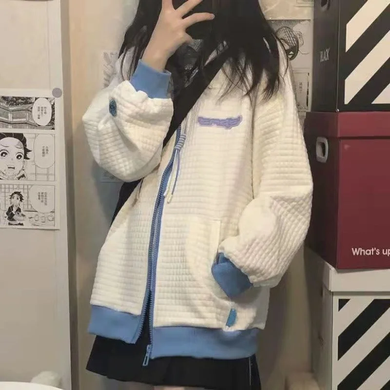 

Винтажная Женская куртка на весну и осень, свободный Универсальный кардиган в Корейском стиле для студентов, бейсбольная форма с вафельным ...