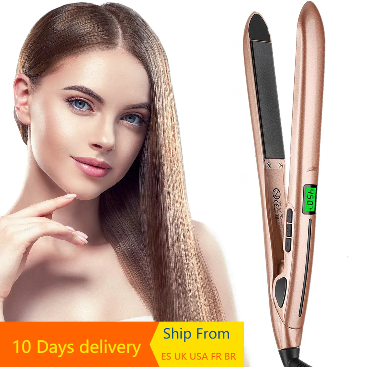 

Hair Straightener Ceramic Flat Iron for Hair Professional 2 in 1 Straightener Iron LED Digital Straightens & Curls Styling