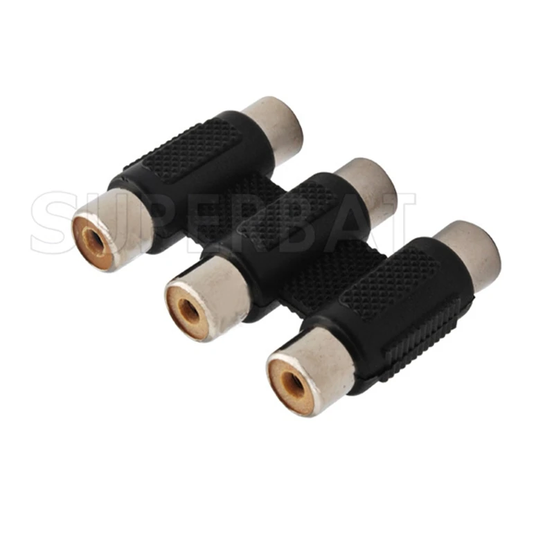 Superbat 3 RCA AV Audio Video Jack to Female Coupler Extender Adapter Cable Component Connector