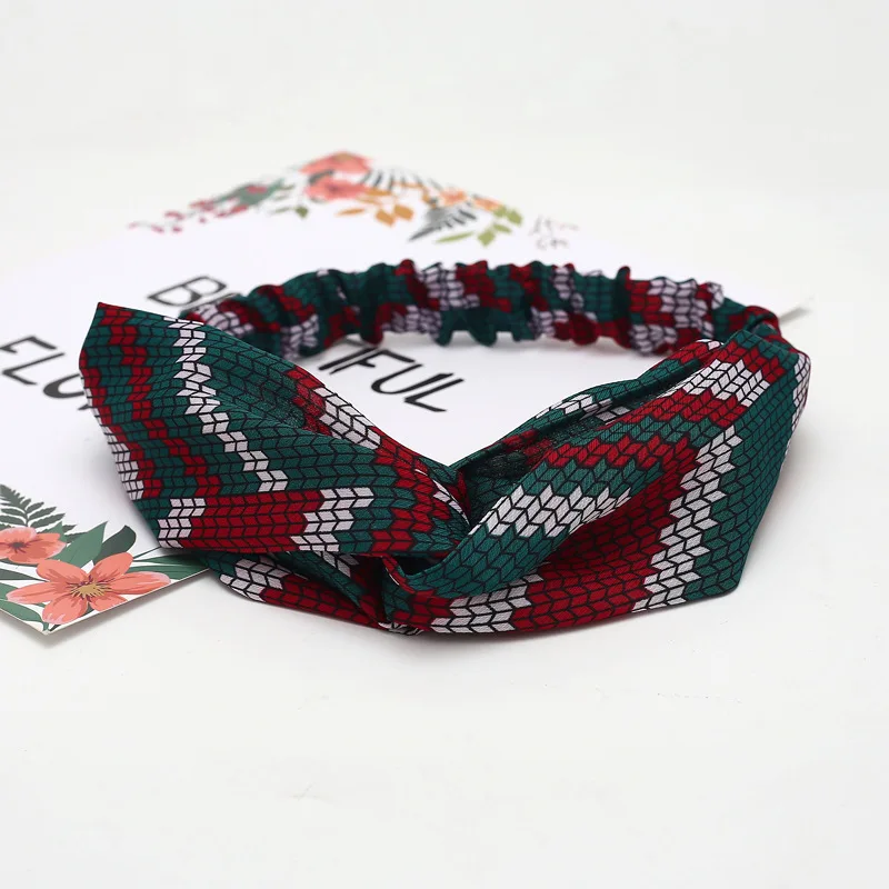 Женская повязка на голову с принтом винтажная перехлёстом аксессуар для волос в