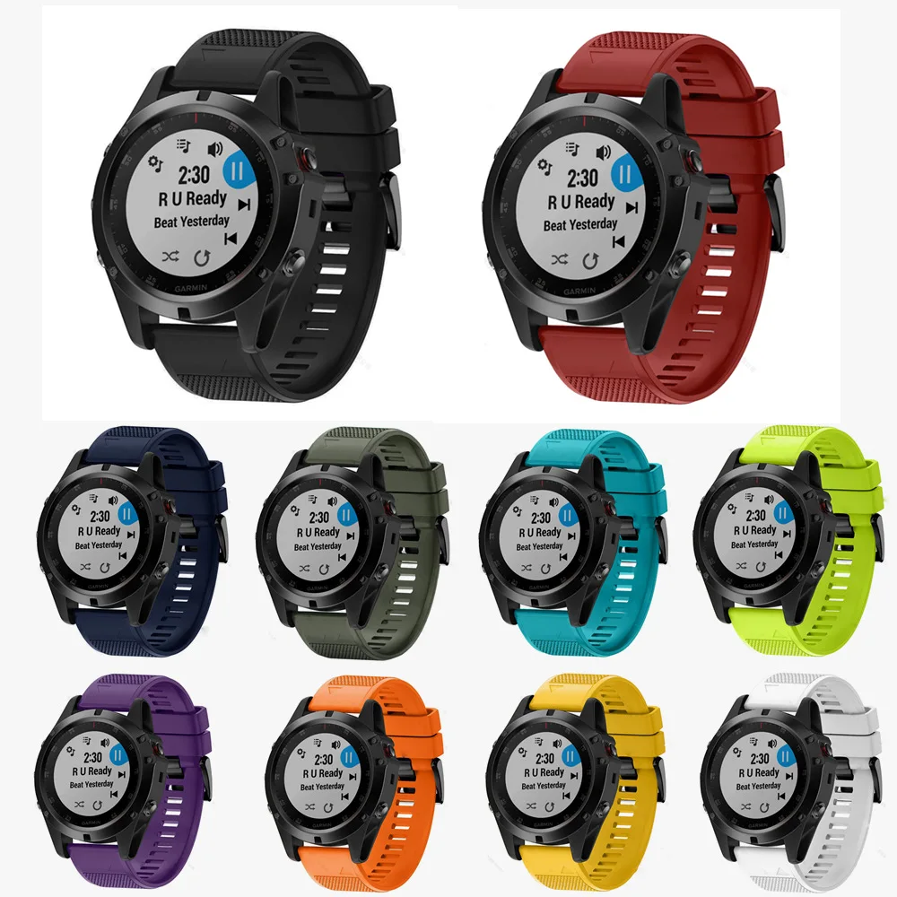 26 мм 22 20 смарт часы ремешок для Garmin Fenix 5X5 5S 3 3HR D2 S60 gps Quick Release силиконовый с