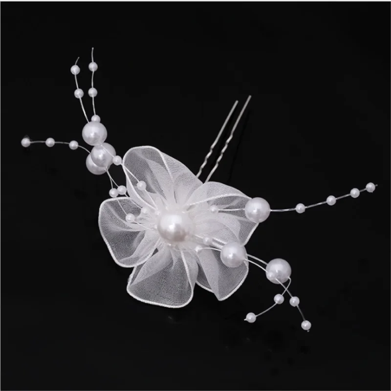 1pcs Bridal Wedding Red White Lace Pearl Flower Hair Pin Clip Handmade Headpiece For Women Girls Party Jewelry |