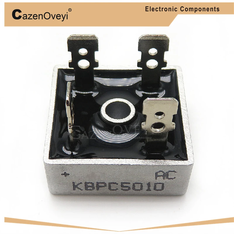 2 шт./партия, выпрямитель KBPC5010 50 A, 1000 В, 50 А, металлический корпус для максимального рассеивания тепла, 1000 В, 2,8 см, квадратный диодный мост