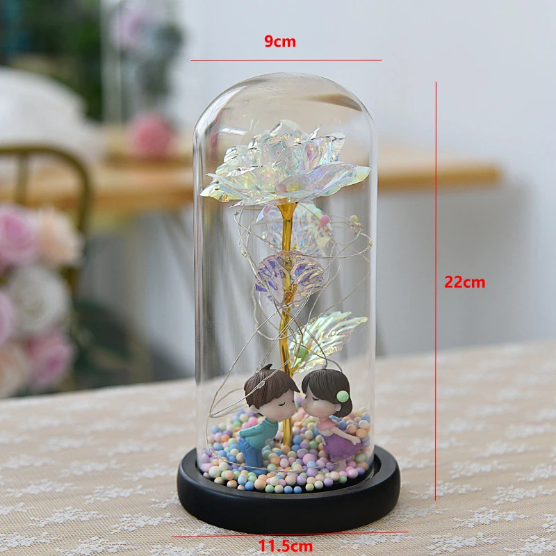 

Eternal Rose Christmas Gift Artificial Flower Rose In Glass Mothers Day Home Decoration Valentines Party Wedding Girl Gift