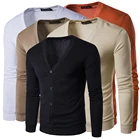 Мужской Повседневный тонкий новый Кардиган с длинным рукавом, однотонный шерстяной вязаный свитер, мужские топы