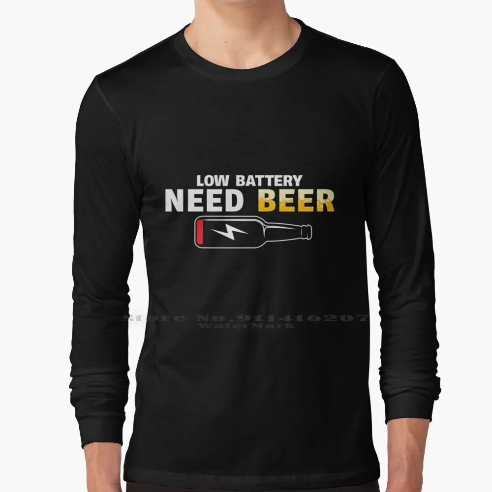 

Low Battery Need Beer T Shirt 100% Pure Cotton Low Battery Need Beer Gaming Horror Need Geek Cartoon Cool Comics Battery Nerd