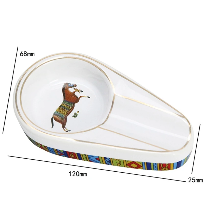 

For 1PC Cigar Gadgets Ceramic Cigar Ashtray Single Cigar Holder Round Ash Slot Tobacco Cigarette Ashtray 4 Colors