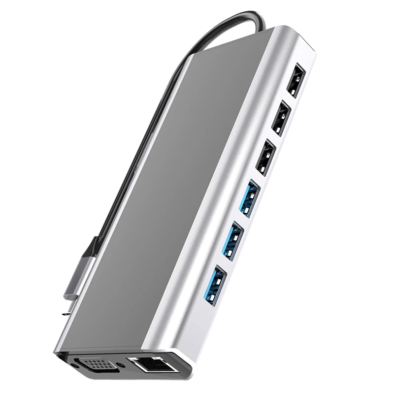 

Док-станция типа C 15 в 1, 10 Вт, USB PD 4K HDMI VGA