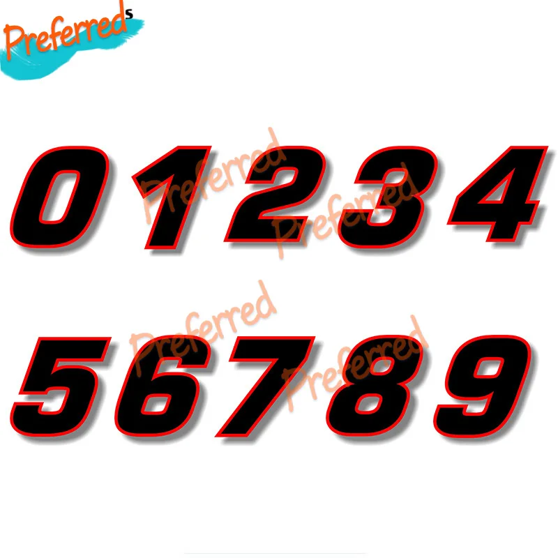 

Creative Decals Exterior Accessories Personality Vinyl Decal Black (Red Outline) Quare Font Race Number Racing Number