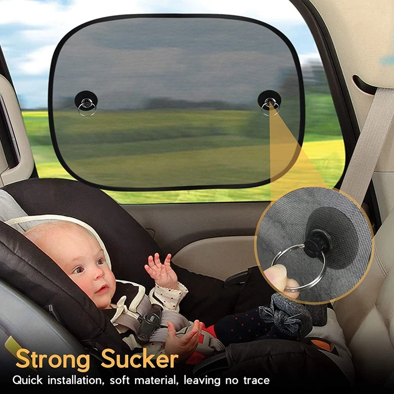 

2 Pairs of Universal Car Sun Shade for Children, Side Window UV Protection with Suction Cups for Baby, Children