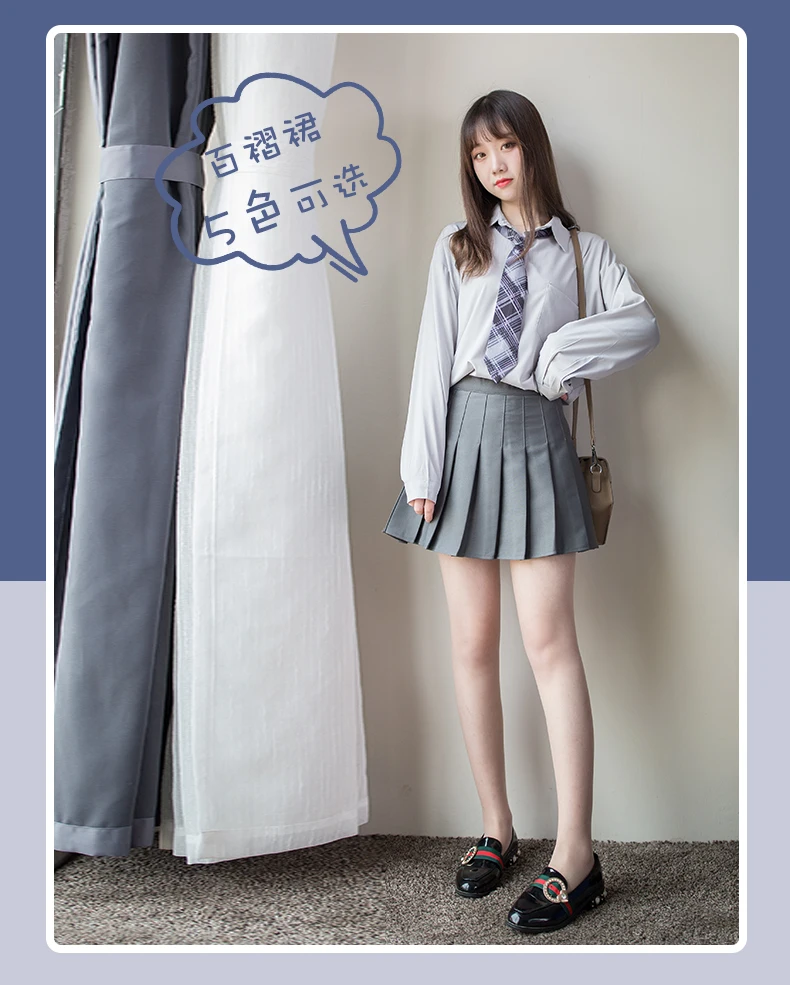 Новые весенние Бальные плиссированные юбки Harajuku, джинсовые юбки, однотонная трапециевидная Матросская юбка размера плюс, японская школьная форма