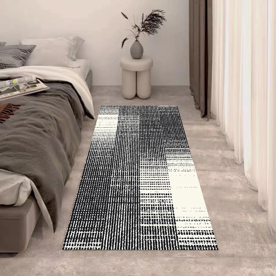 

Gray White Blue Kitchen Mat Simple Geometric Bedroom Bedside Carpet Floor Entrance Door Mat Long Hallway Lounge Bathroom Rug