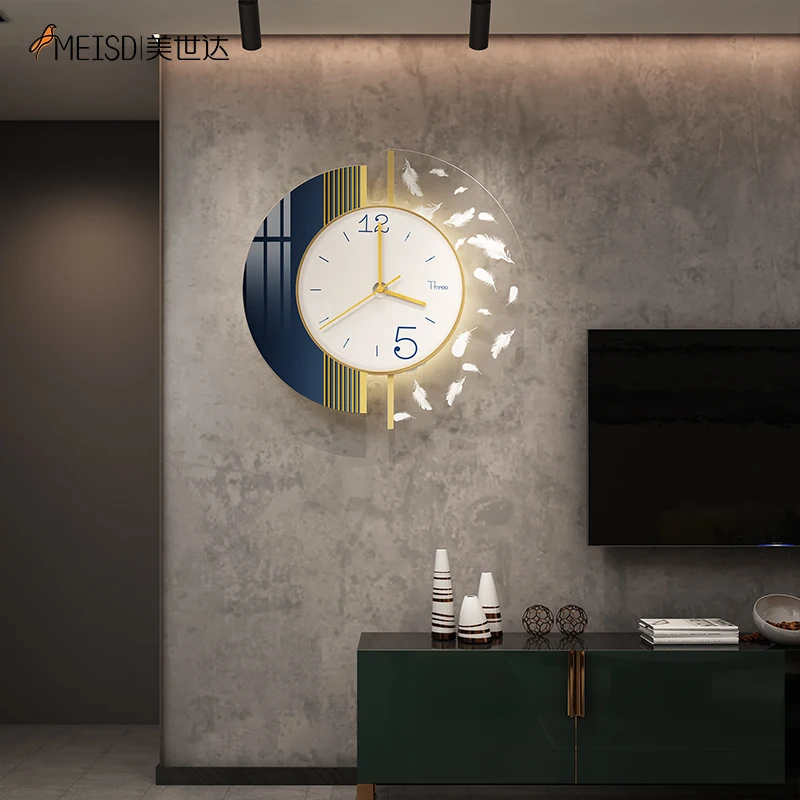 

Translucent Silent Decorative Clocks Home Decor Watches Large Wall Clock Modern Designed For Living Room Kitchen Decoration