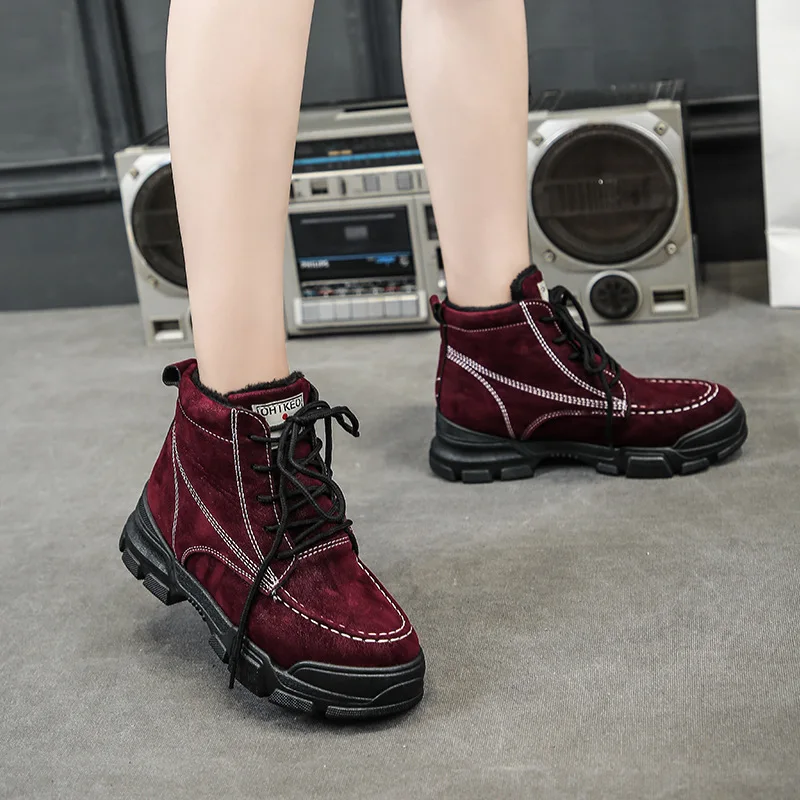 Женские зимние ботинки Ботильоны из искусственной кожи Теплые Ботинки Martin