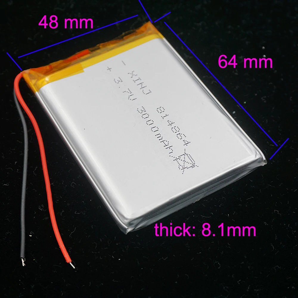 XINJ 3 7 V 3000 mAh перезаряжаемый литиево полимерный LiPo аккумулятор 814864 для