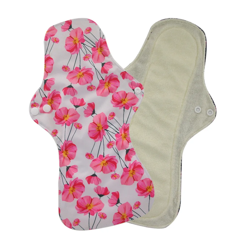 organic bamboo pad46 1" Фламинго печатные ночное Использование многоразовые менструальные подкладки для тяжелого потока большой размер дышащая женская Ткань колодки подкладка водонепроницаемый - Цвет: organic bamboo pad46