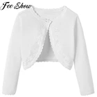 Повседневное пальто с цветочной вышивкой для детей и девочек, накидка, Детская куртка-болеро на свадьбу, верхняя одежда принцессы, плащ, шаль, кардиган, топы