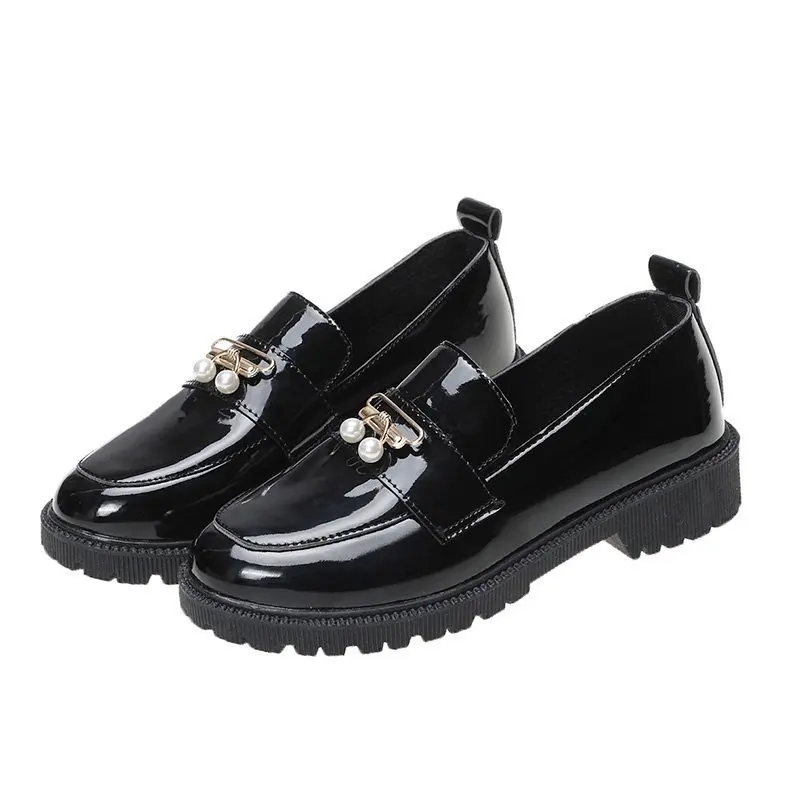 

2021 New Spring Women's Jk Flat Shoes Fashion Round Head Platform Casual Shoes Outdoor Comfortable Light Leather Flat Shoes