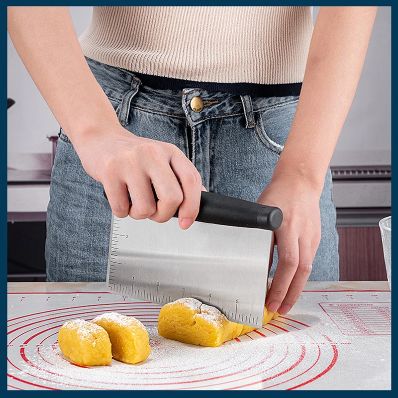 New Stainless Steel Dough Cutter With Scale Pastry Spatulas Pizza Scraper Fondant Cake Decoration Tool Kitchen Baking | Дом и сад