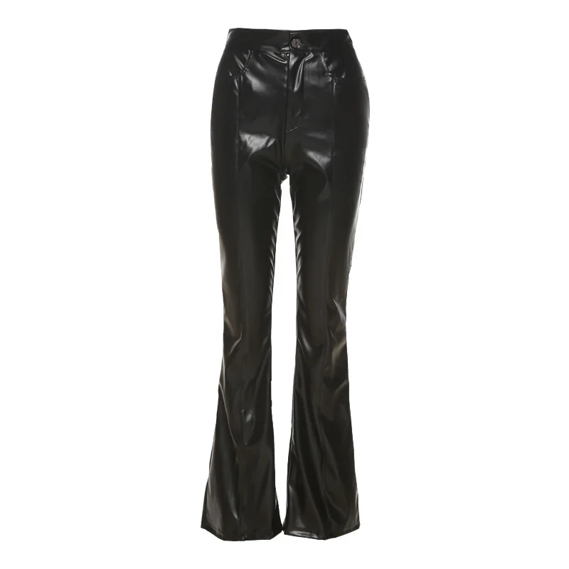 

Women's Faux Leather Pant Fall 2021 Womens Fashion High Waist Bodycon Trousers Female Streetwear Skinny Wide Ltg Pants