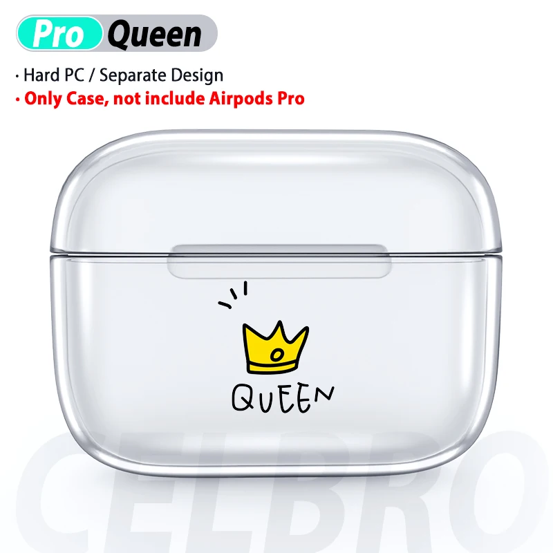 Прозрачный чехол-накладка для AirPods Pro, Жесткий ПК, Cristal, милый мультяшный протектор для наушников Air Pod Pro 3, чехол для AirPods Box - Цвет: Queen