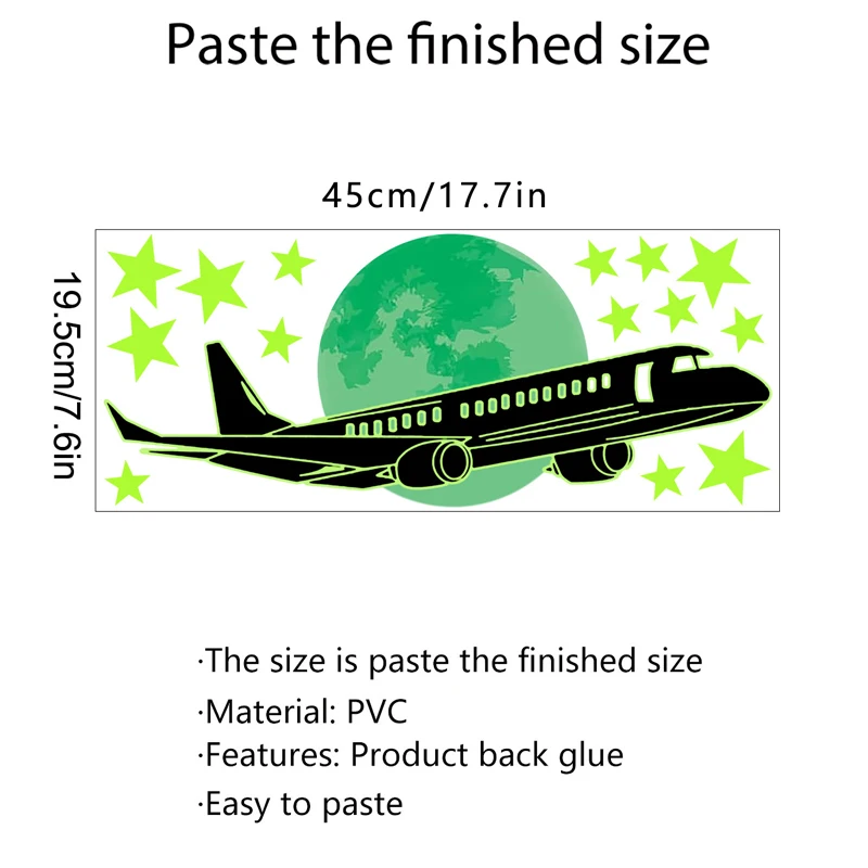 

Zollor Luminous Star Moon Aircraft Wall Sticker Bedroom Living room Children's room Fluorescence Creative Decorative Sticker