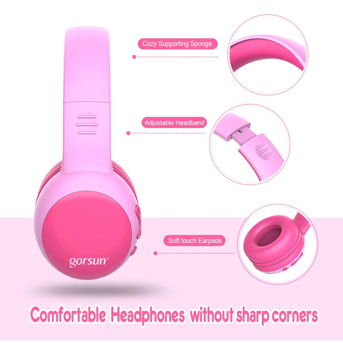 Bluetooth-наушники E61 Gorsun детские 85 дБ зеленый | Электроника