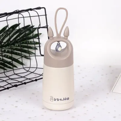 Totoro Beige 330 мл мультфильм термос чашка детская Милая бутылка для воды для девочек Нержавеющая сталь вакуумные, сохраняющие Тепло Кружка креативные подарки ко дню рождения - Цвет: Totoro Beige