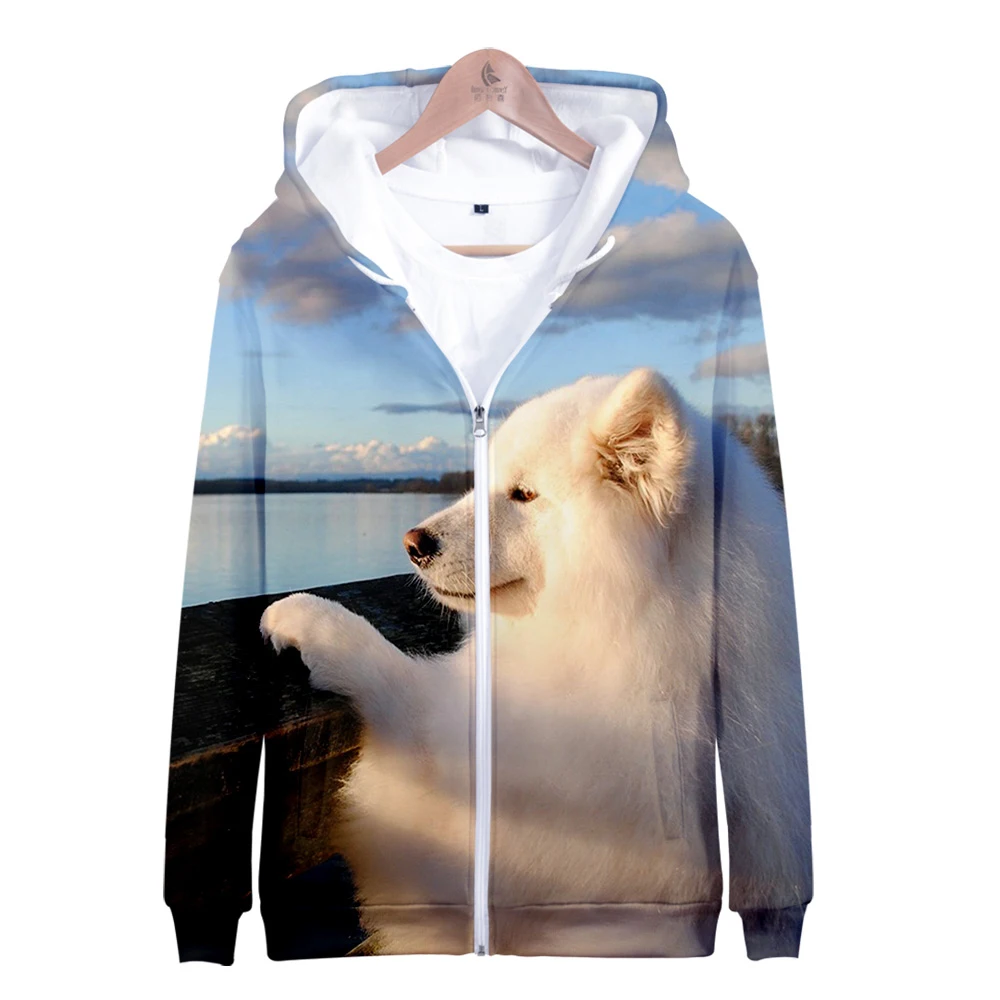 Горячая Распродажа Samoyed куртка на молнии 3D Толстовка с принтом Samoyed толстовки женские большие размеры для женщин уличная