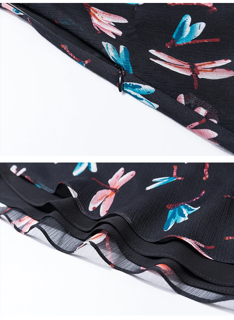 

2021 Summer Casual Short Sleeve V Neck Chiffon Floral Dress for Women