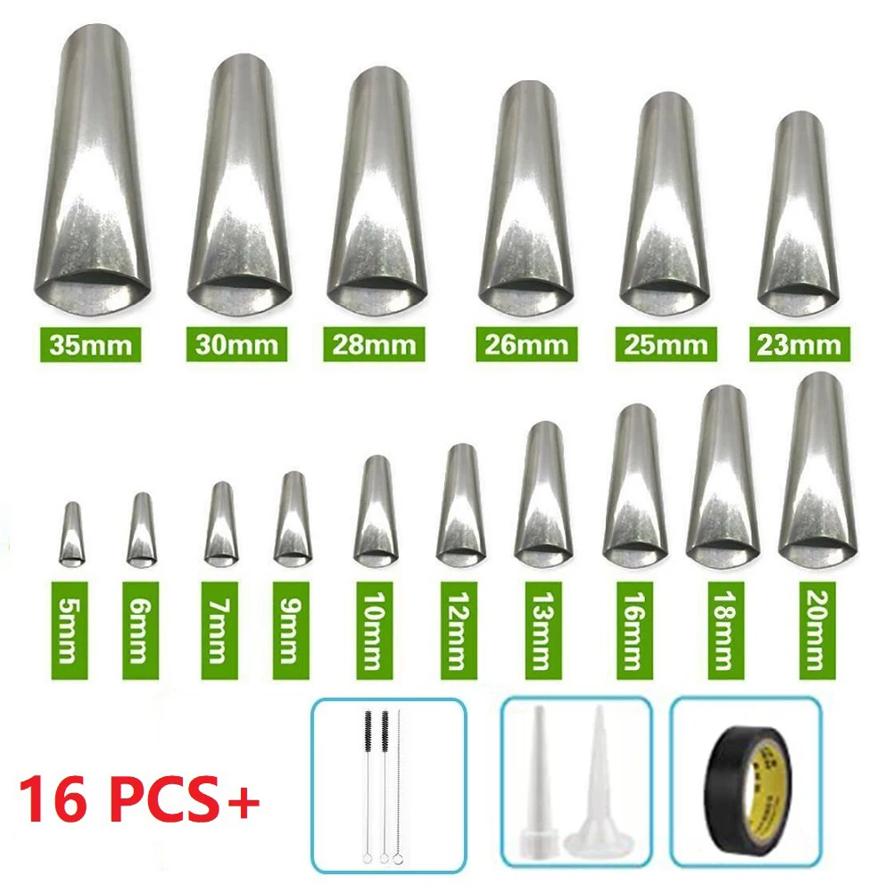 

16pcs Caulk Nozzle Applicator +Brush , Glue Nozzle ,Tape Caulk Finishing Attachments Nozzle Spatulas Filler
