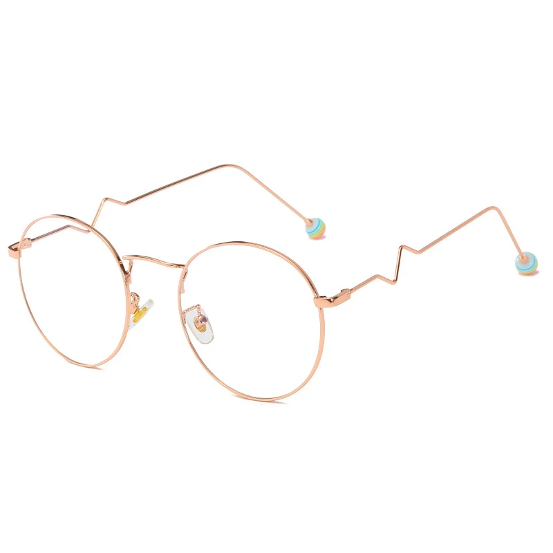 rose gold frame Ретро Металлические Круглые готовые очки для близоруких женщин и мужчин ультралегкие анти-голубые световые карамельные жемчужные цветные очки для близоруких - Цвет оправы: rose gold frame