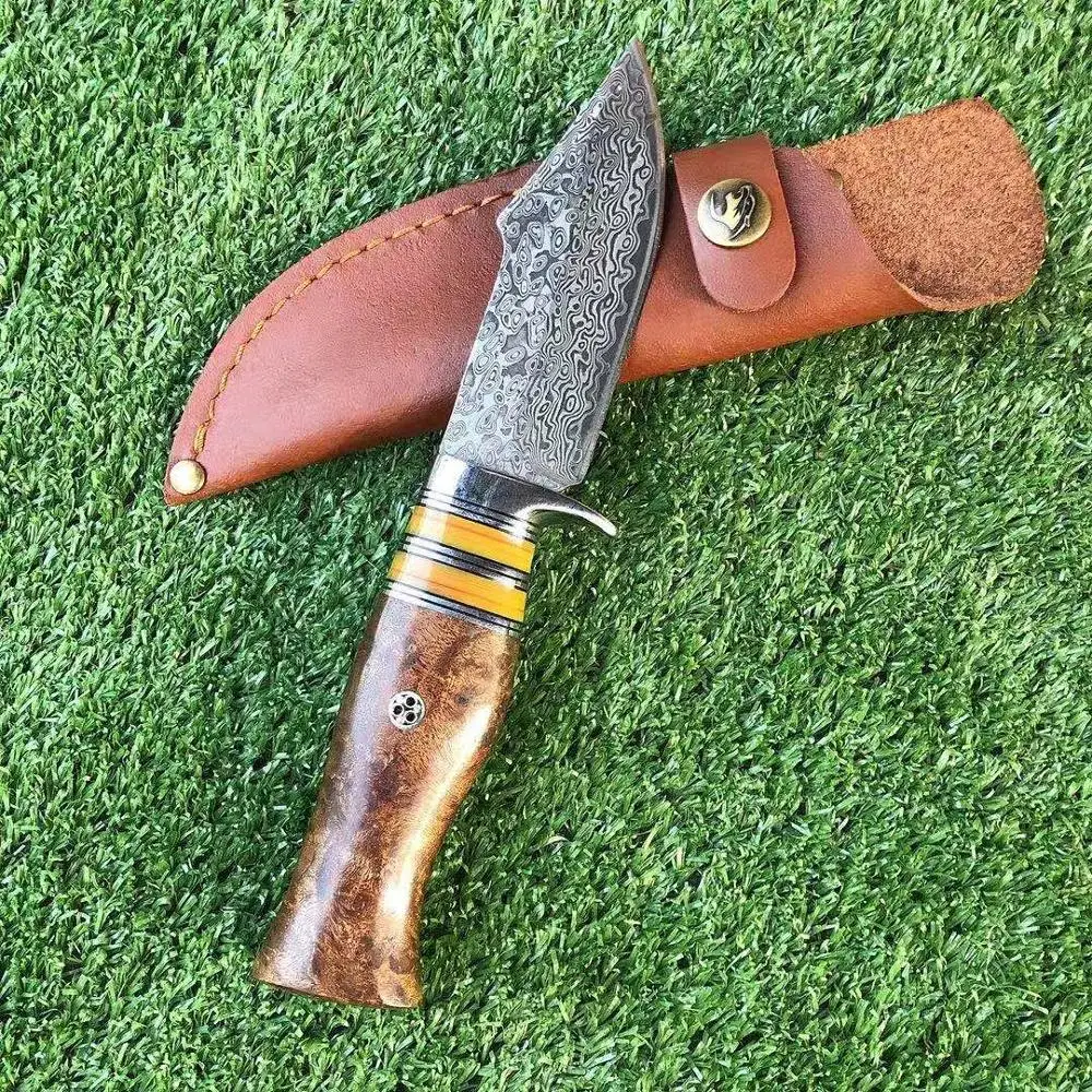 Охотничий нож из высокоуглеродистой стали прямые Дамасские Ножи с узором для