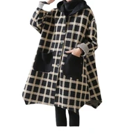 autumn new winter jacket female korean fashion 200 kg plus size hooded plaid slim loose cotton jacket ropa de mujer skirt