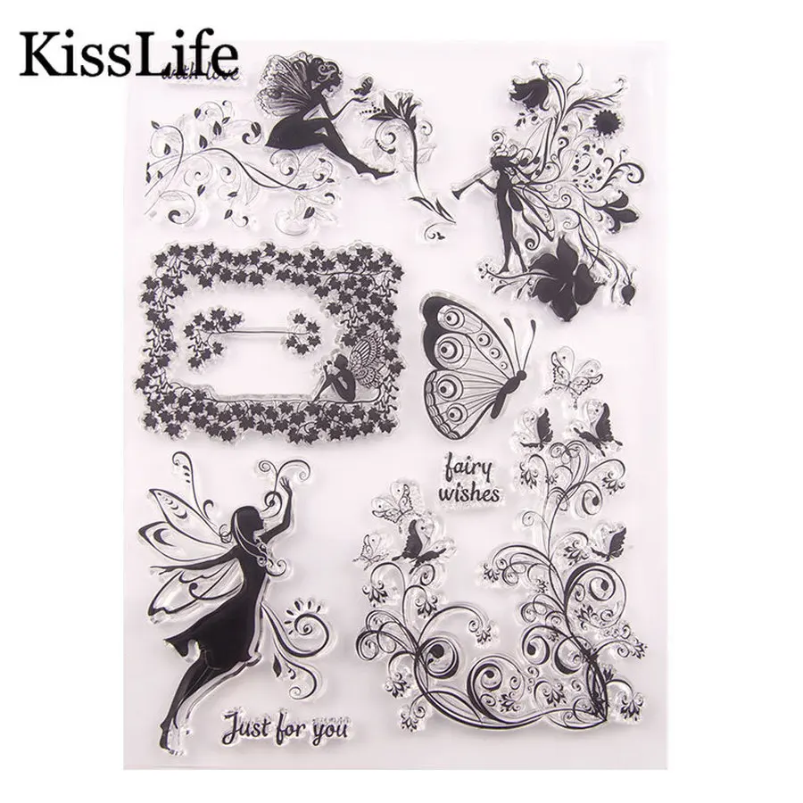 Новинка 2019 прозрачные резиновые штампы с изображением красивых ангелов цветов