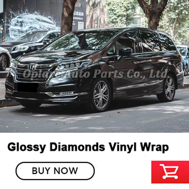 Высококачественная глянцевая черная виниловая пленка с бриллиантами Черная