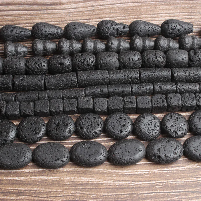 Модные натуральные ювелирные изделия Lan Li из черного лавового камня свободные