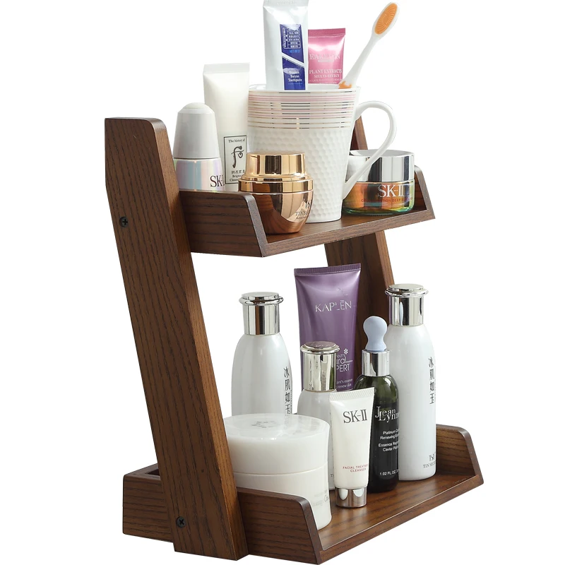 

Bathroom Wooden Storage Shelves solid wood cosmetic storage rack multilayer European-style waterproof toilet storage box