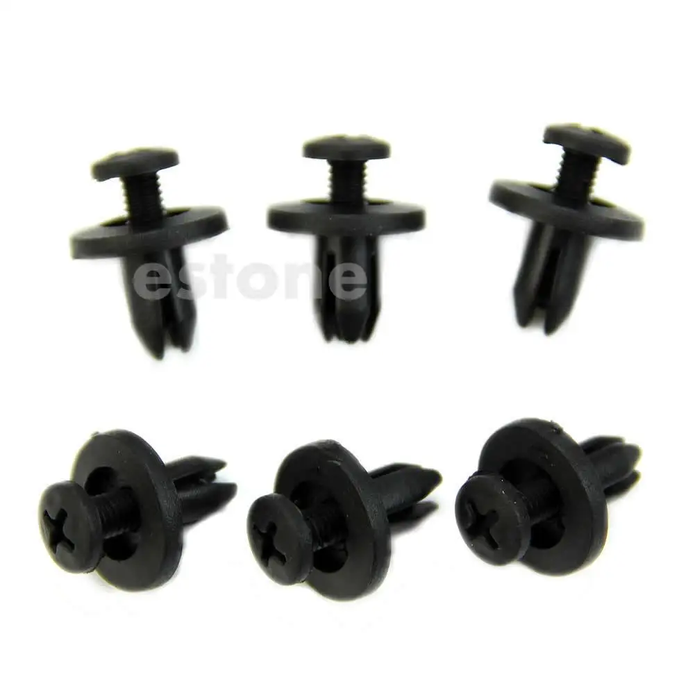 

New Car Bumper 6mm Hole Black Plastic Rivets Fasteners for toyota 10Pcs