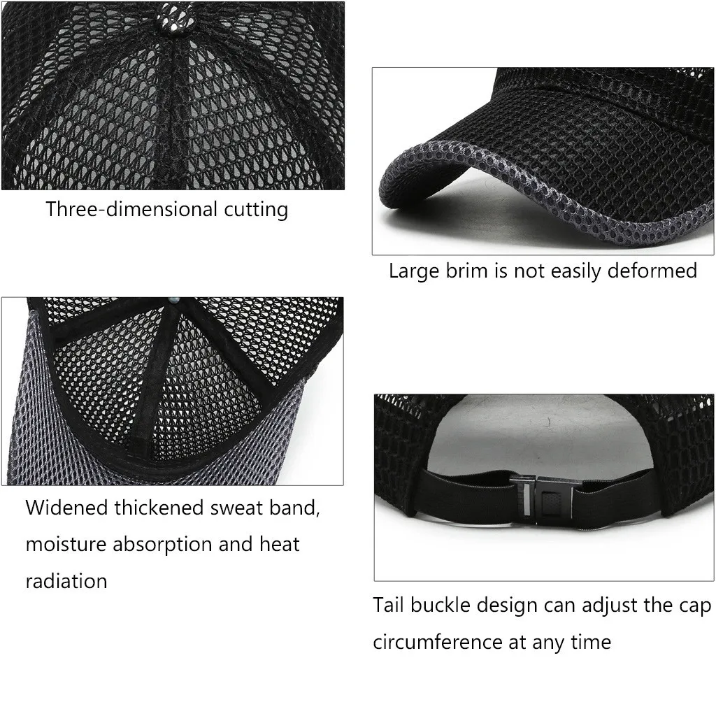 

2020 New Fashion Casual Men Women Hat Summer Mesh Baseball Cap Solid Color Fabric Peaked Cap Sun Hat 1PC