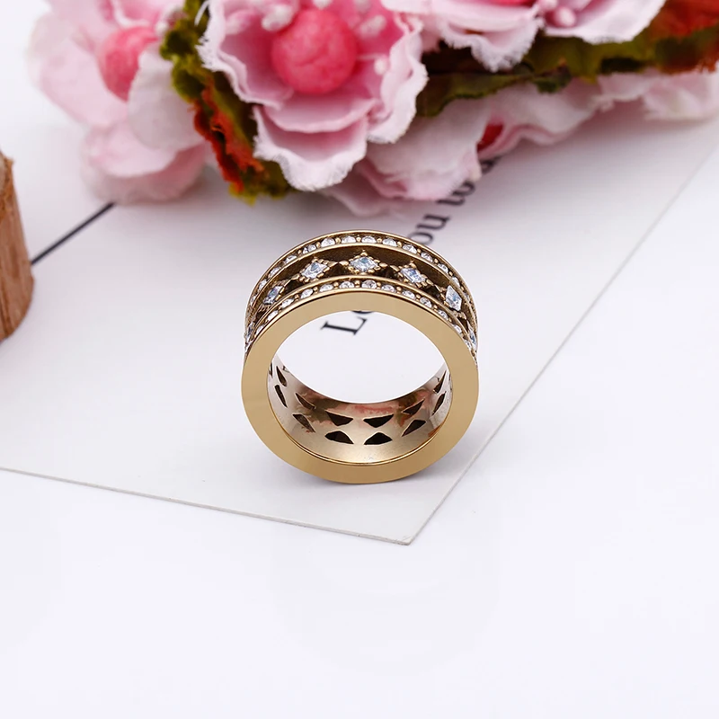 Bohemia Square Zircon Charm Rings for Women Gold Plated Stainless Steel Wedding Bands Anillos Mujer Fashion Anel Jewelry | Украшения и