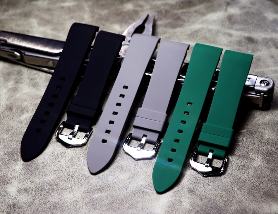 New waterproof Black Gray Green white watchband 18mm 19mm 20mm 21mm 22mm Rubber strap for SEIKO OMEGA MIDO watch accessories