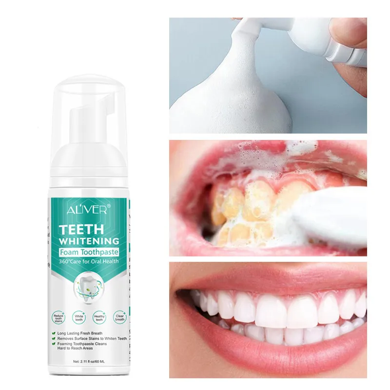 

60ML Tooth Whitening Cleaning Mousse Remove Plaque Stains Oral Odor Fresh breath Bright Teeth Toothpaste Dental Care Tool