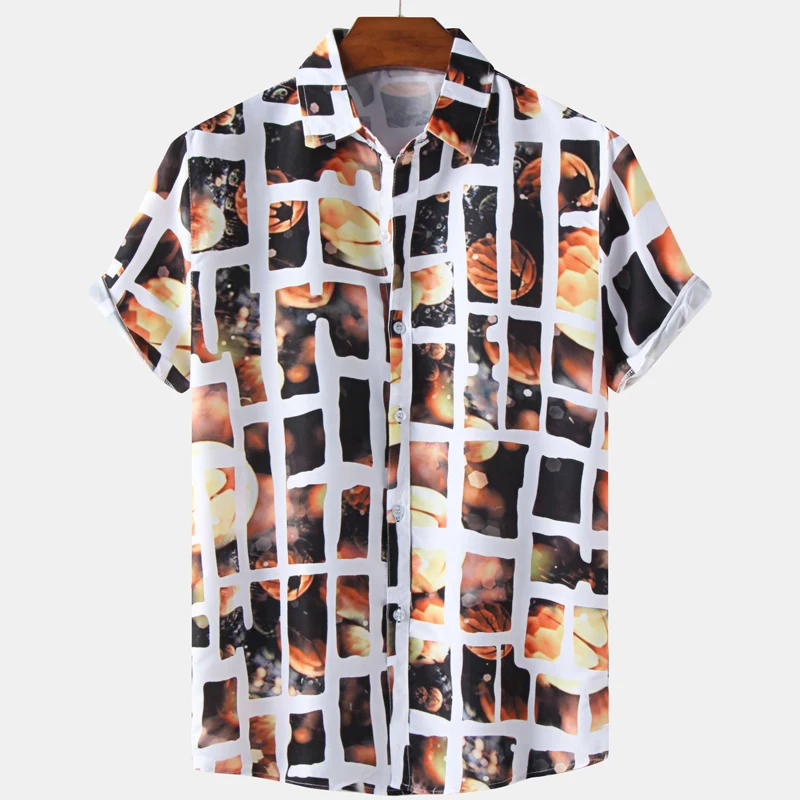 

Print Shirts Men Summer New Casual Aloha Shirt Mens Beach Holiday Hawaiian Camisas Floral Plaid Chemise Homme