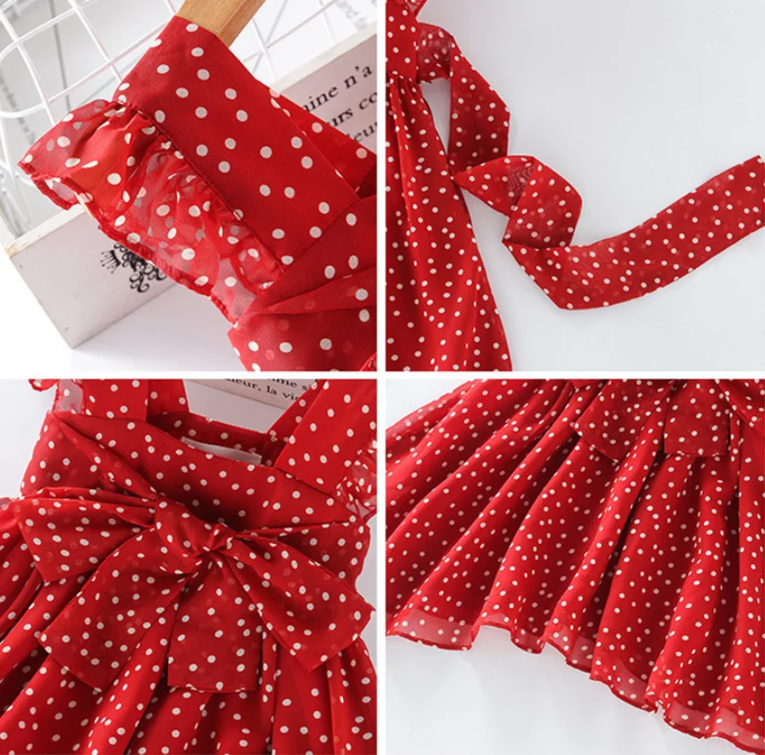 Новое поступление летнее в горошек шифоновое платье для маленьких девочек детей
